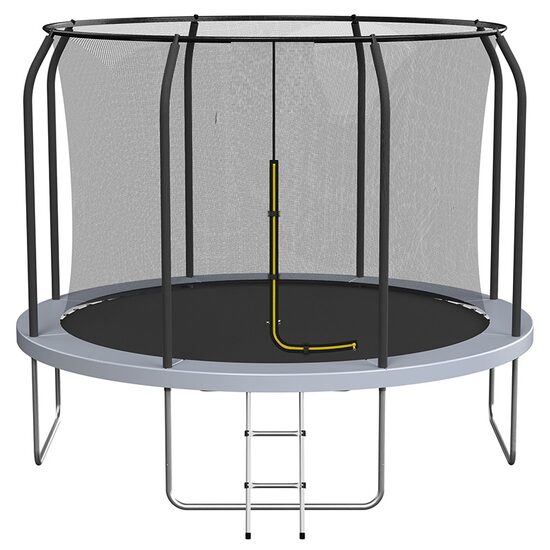 Trambulina pentru exterior, Diametru 305 cm, plasa de protectie, scara de acces, maxim 150 kg, 64 arcuri