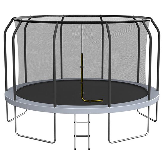 Trambulina pentru exterior, Diametru 366 cm, plasa de protectie, scara de acces, maxim 150 kg, 70 arcuri