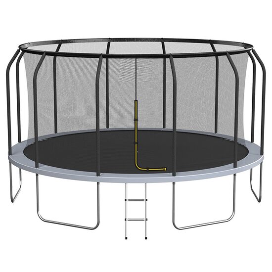 Trambulina pentru exterior, Diametru 427 cm, plasa de protectie, scara de acces, maxim 150 kg, 84 arcuri