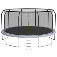 Trambulina pentru exterior, Diametru 457 cm, plasa de protectie, scara de acces, maxim 150 kg, 90 arcuri
