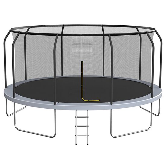 Trambulina pentru exterior, Diametru 457 cm, plasa de protectie, scara de acces, maxim 150 kg, 90 arcuri