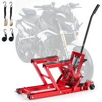 Cric hidraulic pentru motociclete, capacitate max 680 kg, Inaltime 115-385 mm, fixare chingi cu clichet