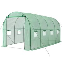Sera tip tunel cu sistem de udare, 4.48x1.97x1.97 m, usa cu fermoar, cadru otel, 8 x ferestre