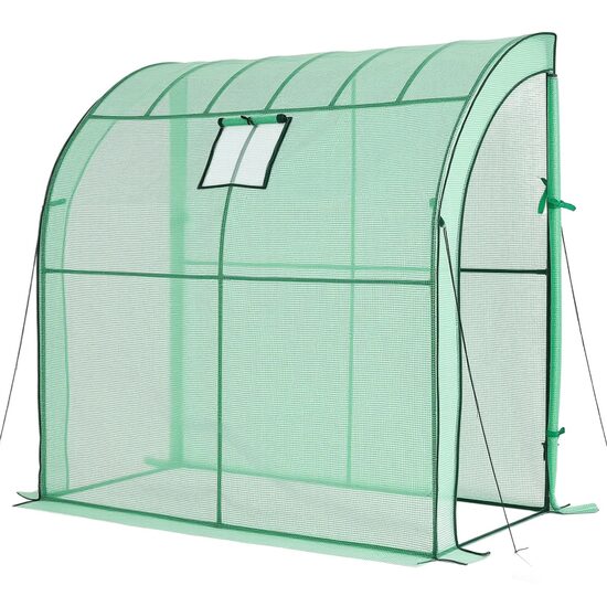 Mini sera exterior, capac PE, raft 3 niveluri, 1 x fereastra, verde, cadru otel, 198 x 100 x 200 cm, portabile