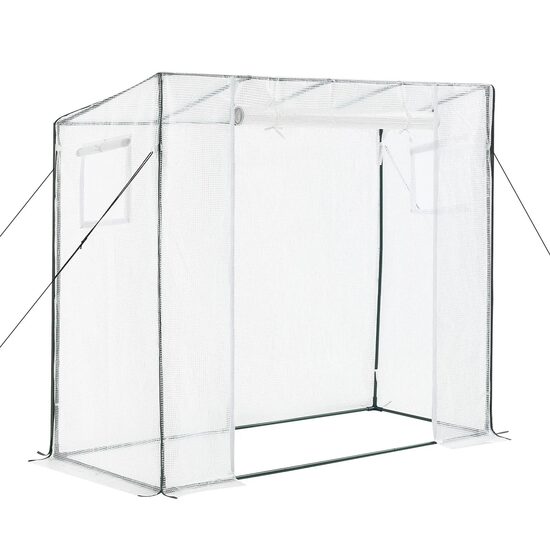 Sera exterior cu ferestre walk-in, usa cu fermoar, cadru otel, 195 x 77 x 168 cm