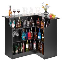 Masa bar in forma L, 4 x Niveluri, max 136 kg, lemn, Negru, 1300 x 1000 x 1120 mm