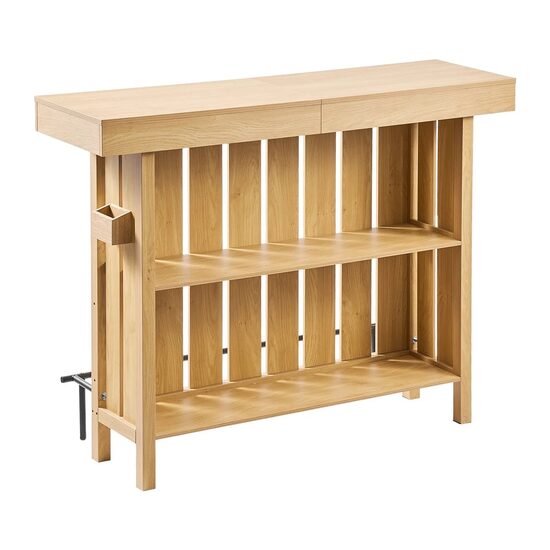 Masa bar, 3 x Niveluri, max 100 kg, Lemn/Otel, Maro, 1400 x 398 x 1055 mm