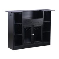 Masa bar, 4 x Niveluri, max 180 kg, Lemn/Otel, Negru, 1500 x 460 x 1100 mm, Lumina Led