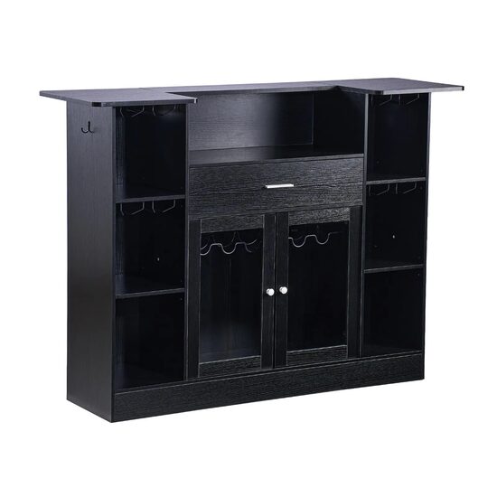 Masa bar, 4 x Niveluri, max 180 kg, Lemn/Otel, Negru, 1500 x 460 x 1100 mm, Lumina Led
