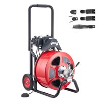 Sarpe electric pentru desfundat tevi, 4 x capete taiere, Lungime 30 m, Diametru 19 mm, pentru tevi 100-200 mm, Pedala actionata cu aer