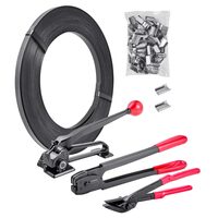 Kit Dispozitiv manual de legare cu banda din otel/PE/PP 19 mm, rola de banda din otel inoxidabil 183 m, 300 sigilii metalice