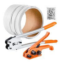 Kit Dispozitiv manual de legare cu banda din PE/PP 12.7 mm, rola de banda 100 m, 100 sigilii metalice