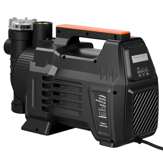 Pompa de suprafata, 1300 W, 4800 l/h, control electronic inteligent, afisaj LCD cu moduri Auto/Timer/Always-On