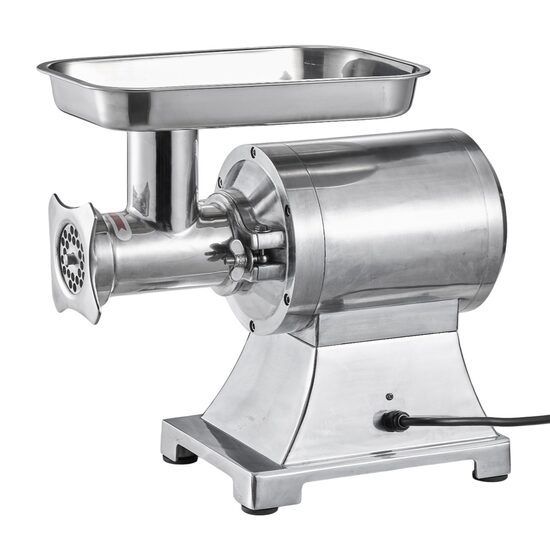 Masina profesionala de tocat carne, 750 W, 2 x site, 3 x Accesoriu carnati, Inox, Motor fara perii, 4.2 kg/min