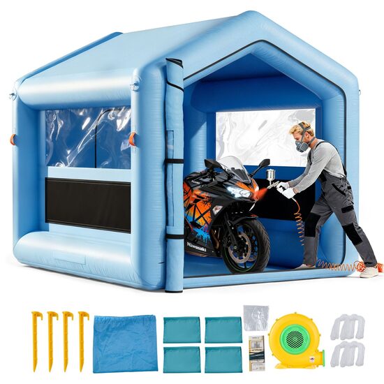Cabina de vopsit gonflabila, dimensiune 3 x 2.5 x 2.5 m, 1 x suflanta 550 W, Impermeabila, PVC, sistem filtrare