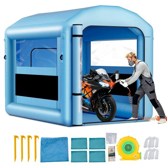 Cabina de vopsit gonflabila, dimensiune 3 x 2.5 x 2.5 m, 1 x suflanta 550 W, Impermeabila, PVC, sistem filtrare, acoperis rotund
