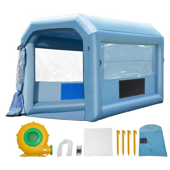 Cabina de vopsit gonflabila, dimensiune 4 x 3 x 2.75 m, 1 x suflanta 750 W, Impermeabila, PVC, sistem filtrare