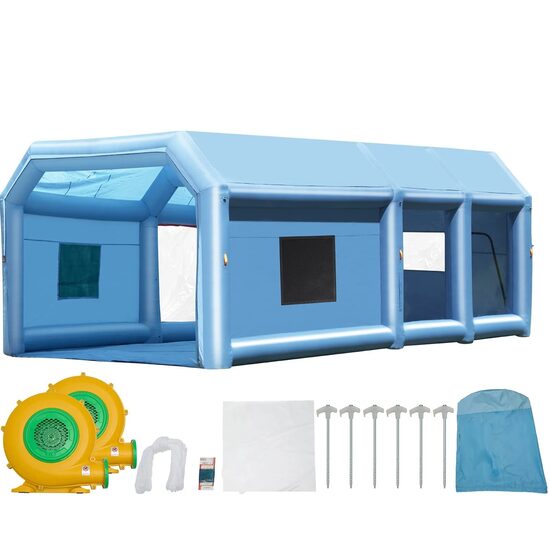 Cabina de vopsit gonflabila, dimensiune 8.5 x 4.8 x 3.3 m, 2 x suflanta 750/950 W, Impermeabila, PVC, sistem filtrare