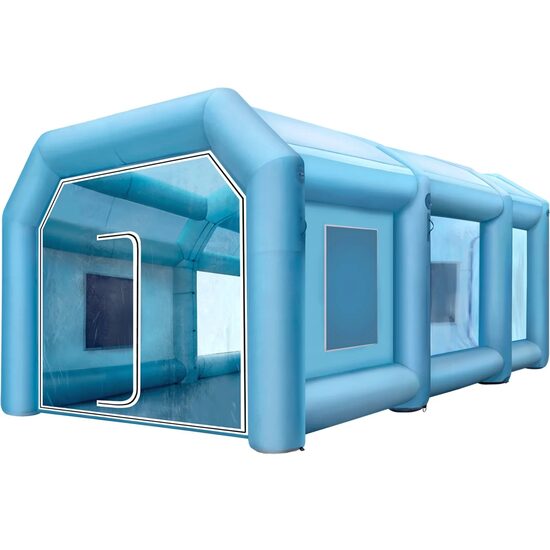 Cabina de vopsit gonflabila, dimensiune 10 x 5 x 3.5 m, 2 x suflanta 370/1100 W, Impermeabila, PVC, sistem filtrare