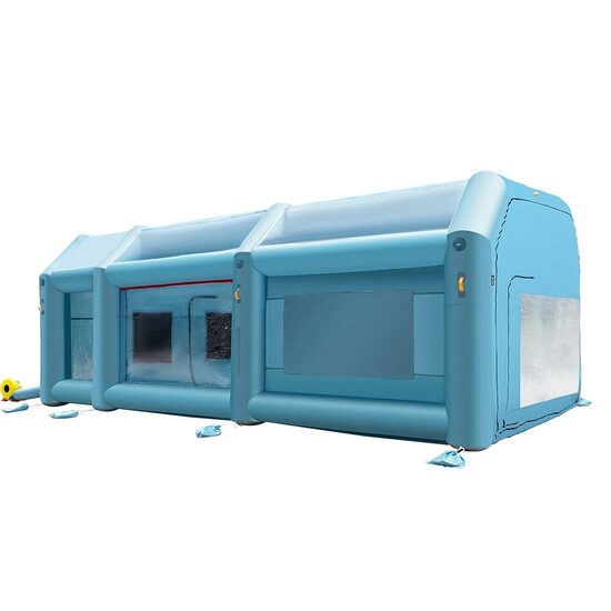 Cabina de vopsit gonflabila, dimensiune 8.5 x 4.6 x 3 m, 2 x suflanta 370/1100 W, Impermeabila, PVC, sistem filtrare