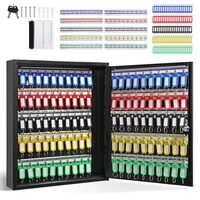 Cutie pentru 100 chei, Otel, dimensiune 450 x 380 x 84 mm, Incuietoare, negru, 100 etichete colorate