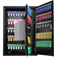 Cutie pentru 200 chei, Otel, dimensiune 550 x 380 x 138 mm, Incuietoare, negru, 200 etichete colorate