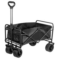Carucior pentru plaja, Pliabil, max 100 kg, Negru, roti PVC, maner reglabil 74 – 100 cm