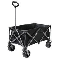 Carucior pentru plaja, Pliabil, max 100 kg, Negru, roti PVC, maner reglabil 66 – 107.5 cm, dispozitiv de blocare roti