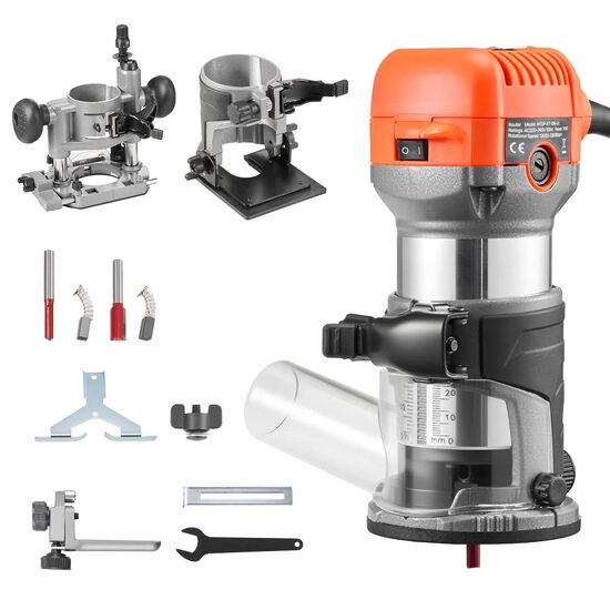 Masina de frezat 710 W, 6 x viteza variabila, 13000-33000 rpm, Adancime max baza inclinata 35 mm