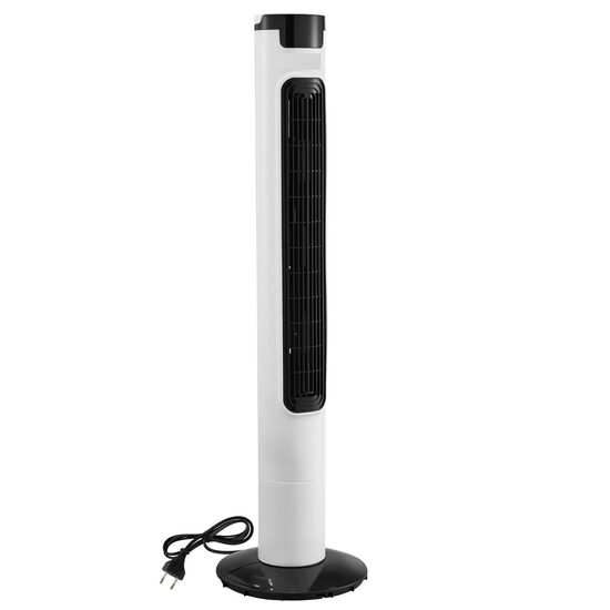 Ventilator turn, Oscilatie 50 grade, 3 x viteze, temporizare 12 ore, 37 dB, Alb, 50 W, Telecomanda