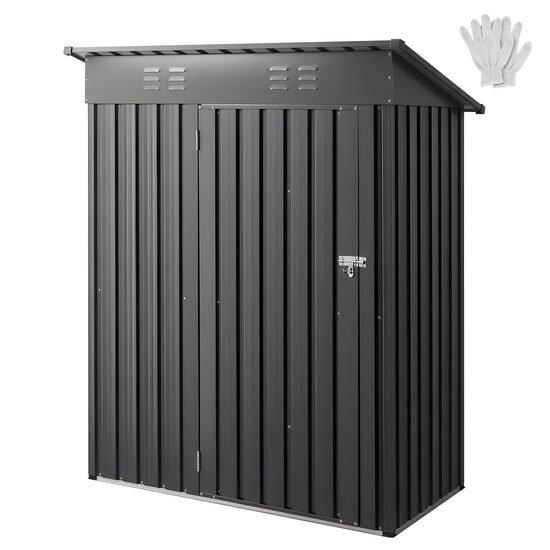Casuta gradina, 1533 x 876 x 1815 mm, Metalica, 2 x orificii aerisire, Incuietoare, Negru