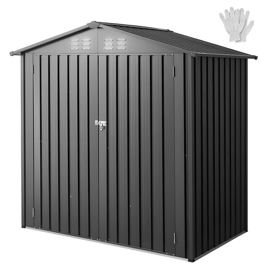 Casuta gradina, 1860 x 1210 x 1841 mm, Metalica, 4 x orificii aerisire, Incuietoare, Negru
