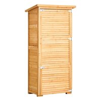 Casuta gradina din lemn cu cadru metalic, 800x500x1620 mm, Incuietoare, maro