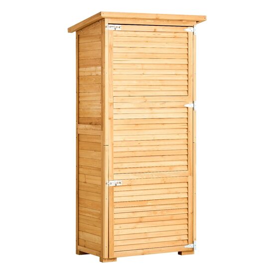 Casuta gradina din lemn cu cadru metalic, 800x500x1620 mm, Incuietoare, maro