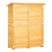 Casuta gradina din lemn cu cadru metalic, 800x500x1620 mm, Incuietoare, Maro