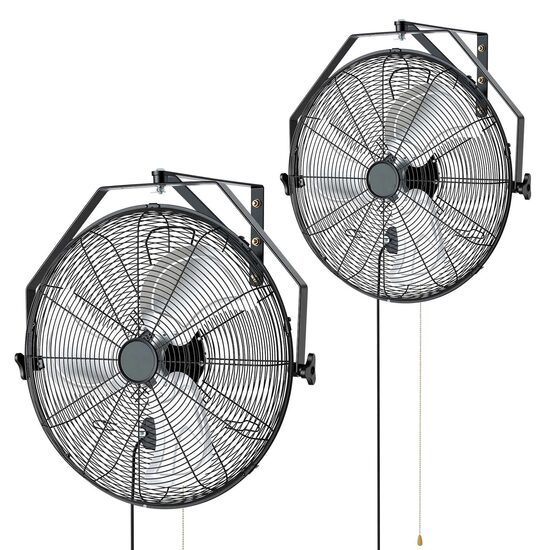 Set 2 x Ventilator oscilant de perete, Industrial, diametru 505 mm, Otel, 120 W, 3 viteze