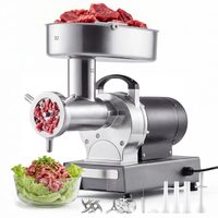Masina profesionala de tocat carne, Inox, 1100 W, motor fara perii, Capacitate 9.5 kg/min, 2 x site, accesoriu carnati, 2 x lame
