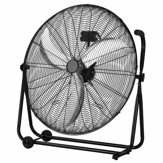 Ventilator industrial de podea, diametru 762 mm, Metal, 80 W, 3 viteze, unghi de rotatie 360 grade, 2 x roti