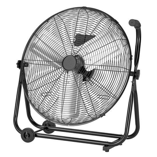 Ventilator industrial de podea, diametru 610 mm, Metal, 80 W, 3 viteze, unghi de rotatie 360 grade, 2 x roti