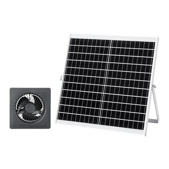 Ventilator cu panou solar, 20 W, 373 m³/h, pentru mansarda, Metal, Negru