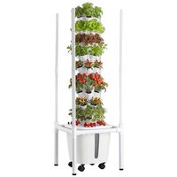 Ghiveci turn hidroponic, 45 capsule, 9 x niveluri, Rezervor 20 l, pompa, Lumina led
