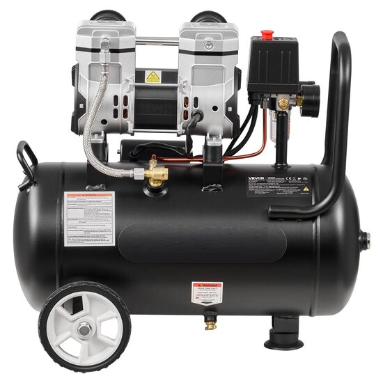 Compresor de aer fara ulei, Portabil, 1.1 kW, 68 l/min, 6.2 Bar, presiune max 8 Bar, Rezervor 24 l
