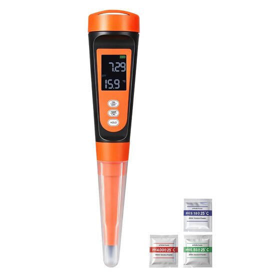 PH-metru alimentar, interval pH 0 la 14, rezoluție de 0,01 pH și o precizie de ±0,1 pH, IP68