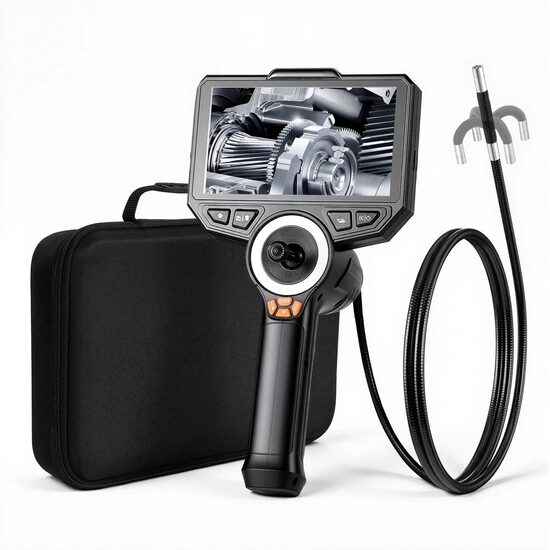Camera endoscop cu ecran articulat 360°, Zoom 8X, ecran IPS HD de 6", lentilă subțire 6.2 mm, IP67, cablu 1.5 m