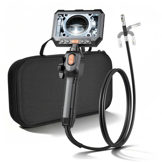 Camera endoscop cu ecran articulat 180°, Zoom 8X, ecran IPS HD de 5", Lentila dubla 8+1 Led, IP67, cablu 1.5 m