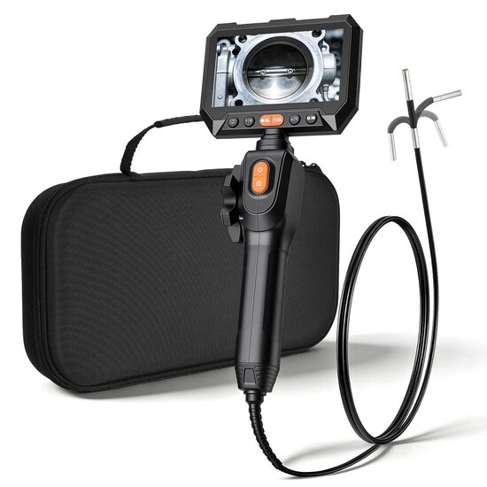 Camera endoscop cu ecran articulat 180°, 2 directii, Zoom 8X, ecran IPS HD de 4.5", lentila ultra subțire 3.9 mm, IP67, cablu 1.5 m