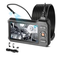 Camera endoscop cu triplu obiectiv si lumina led, Zoom 8X, ecran IPS HD 5", Lentila subtire 8 mm, IP67, cablu rigid 5 m
