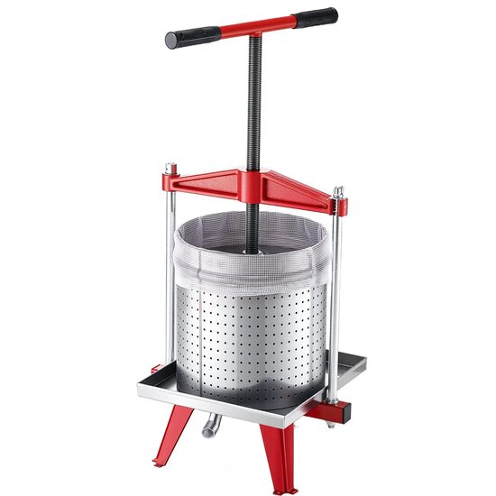Presa manuala pentru struguri/fructe moi, Inox, Volum 15 l, 2 x saci filtranti