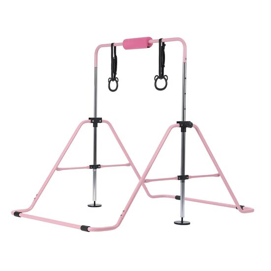 Bara gimnastica pliabila pentru copii, max 68 kg, Inaltime reglabila 914-1321 mm, Roz