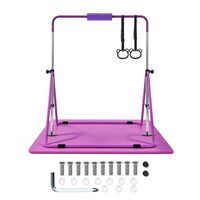 Bara gimnastica pliabila pentru copii, max 63 kg, Inaltime reglabila 914-1321 mm, saltea, 2 x inele, Violet